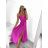 Long summer satin dress with straps women with belt (UNI S / M) ITALIAN FASHION IMM22INFINITE