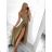 Long summer satin dress with straps women with belt (UNI S / M) ITALIAN FASHION IMM22INFINITE