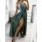 Long summer satin dress with straps women with belt (UNI S / M) ITALIAN FASHION IMM22INFINITE
