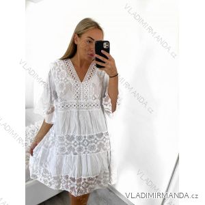 Šaty letní krajkové krátký rukáv dámské (XL/2XL/3XL ONE SIZE) ITALSKÁ MÓDA IMBM23ANDY