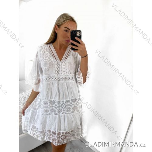 Šaty letní krajkové krátký rukáv dámské (XL/2XL/3XL ONE SIZE) ITALSKÁ MÓDA IMBM23ANDY