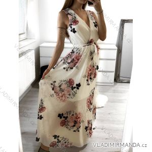 Šaty dlouhé elegantní šifonové bez rukávu dámské (S/M ONE SIZE) ITALSKÁ MÓDA IM423265