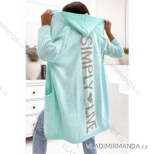 Women's Long Sleeve Knitted Hooded Cardigan (S/M ONE SIZE) ITALIAN FASHION IMWD232745