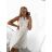 Women's Sleeveless Lace Shirt Dress (S/M ONE SIZE) ITALIAN FASHION IMWGB232314 S/M white