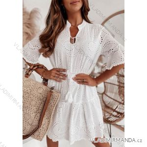 Šaty letní krajkové bavlněné krátký rukáv dámské (S/M ONE SIZE) ITALSKá MóDA IMM23M0820/DU