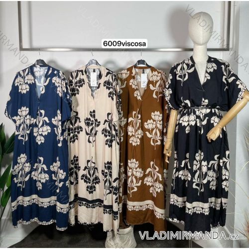 Women's Plus Size Maxi Oversize Short Sleeve Dress (3XL/4XL/5XL ONE SIZE) ITALIAN FASHION IMM23M6009