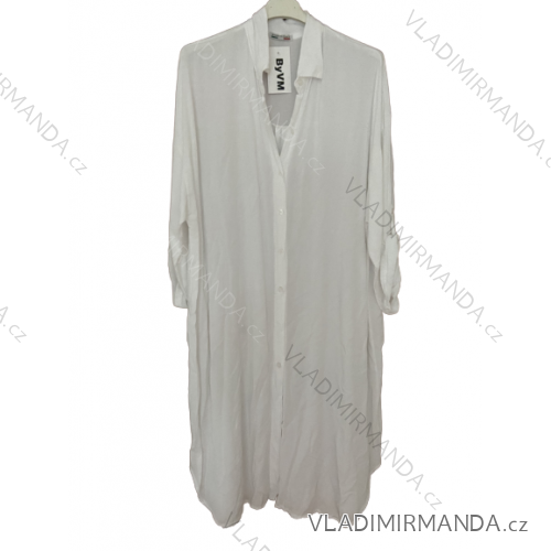 Šaty košilové oversize krátký rukáv dámské nadrozměr (XL/2XL ONE SIZE) ITALSKá MODA IM723005 2XL/3XL weiß
