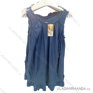 Šaty na ramínka riflové dámské (S/M ONE SIZE) ITALSKÁ MÓDA IM722030/DU
