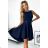 397-2 Elegant dress with a longer back - navy blue
