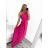 Women's Long Formal Elegant Sleeveless Satin Pleated Dress (S/M ONE SIZE) ITALIAN FASHION IMM23M5790