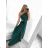 Women's Long Formal Elegant Sleeveless Satin Pleated Dress (S/M ONE SIZE) ITALIAN FASHION IMM23M5790