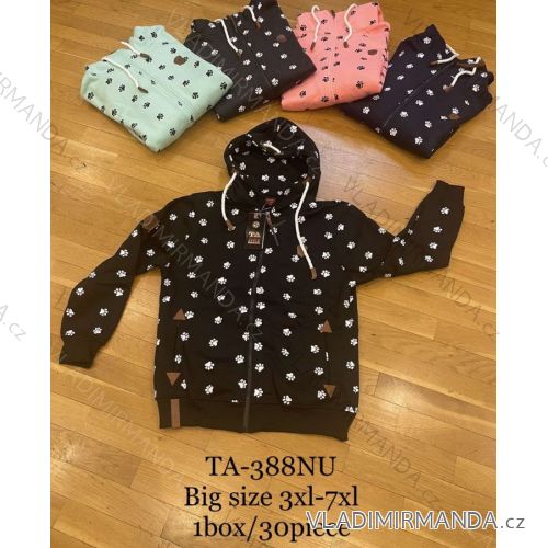 Mikina na zips s kapucňou dlhý rukáv dámska nadrozmer (3XL-7XL) TA FASHION TAF23TA-388NU