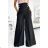 496-1 Elegant wide pants with high waist and golden buttons - black