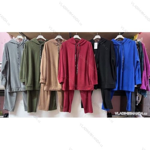 Souprava tepláky dlouhé a mikina dlouhý rukáv dámská nadrozměr (3XL/4XL ONE SIZE) ITALSKÁ MÓDA IMWQ233051