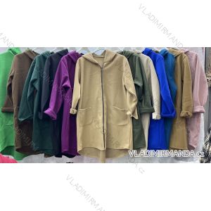 Kabát s kapucí dlouhý rukáv dámský nadrozměr (3XL/4XL ONE SIZE) ITALSKÁ MÓDA IMWQ233053