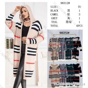 Cardigan s kapucí dlouhý rukáv dámský (S/M ONE SIZE) ITALSKÁ MÓDA IMWCA2398312