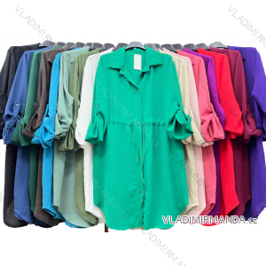 Šaty košilové oversize krátký rukáv dámské (M/L//XL ONE SIZE) ITALSKÁ MÓDA IM422525