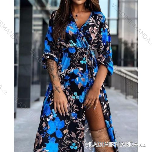 Women's Long Chiffon Short Sleeve Dress (S/M ONE SIZE) ITALIAN FASHION IMWGS231048