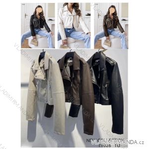 Damen-Lederjacke mit langen Ärmeln (Einheitsgröße S/M) ITALIAN FASHION IMWB22198