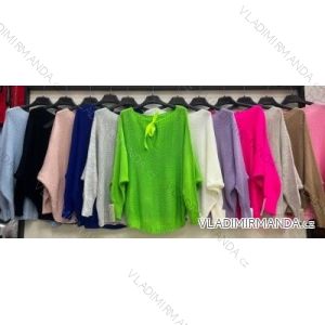 Svetr s mašlí dlouhý rukáv dámský (S/M ONE SIZE) ITALSKÁ MÓDA IMWB23528