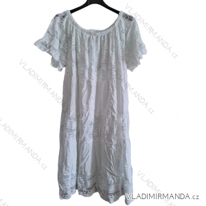 Šaty krajkové letní boho krátký rukáv dámské nadrozměr (XL/2XL ONE SIZE) ITALSKÁ MÓDA IMD23608