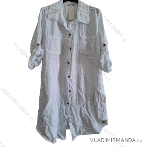 Šaty košilové bavlněné 3/4 dlouhý rukáv dámské nadrozměr (XL/2XL ONE SIZE) ITALSKÁ MÓDA IMD23609/DUR