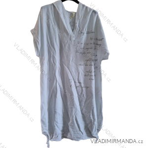 Šaty letní s kapucí krátký rukáv dámské nadrozměr (XL/2XL ONE SIZE) ITALSKÁ MÓDA IMD23613