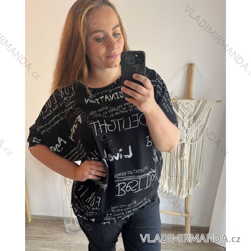Tunika prodloužená oversize krátký rukáv dámské nadrozměr (4XL/5XL ONE SIZE) ITALSKÁ MÓDA IM423281