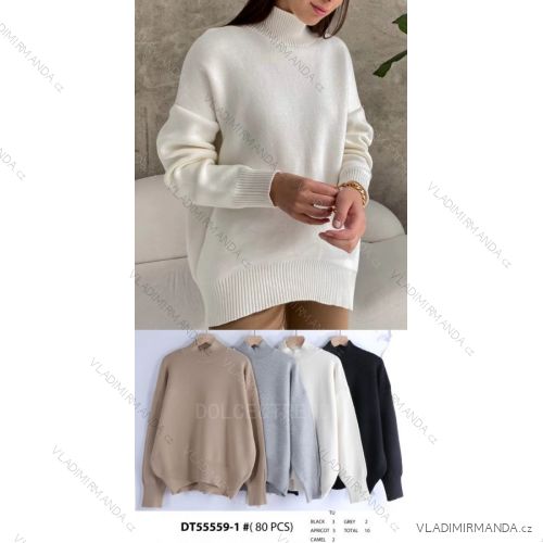 Women's Oversized Turtleneck Long Sleeve Sweater (S/M ONE SIZE) FRENCH FASHION FMWT23DT55559
