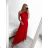 Šaty dlouhé elegantní společenské bez rukávu dámské (S/M ONE SIZE) ITALSKÁ MÓDA IMPSH243623 růžová lososová S/M