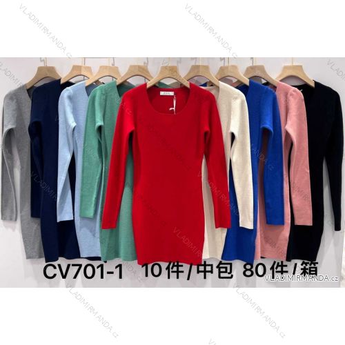 Šaty úpletové dlouhý rukáv dámské (S/M ONE SIZE) MB2123CV701-1