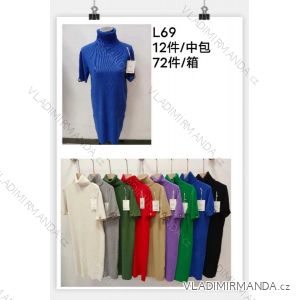 Šaty úpletové s rolákom krátky rukáv dámske (S/M ONE SIZE) MB2123L69