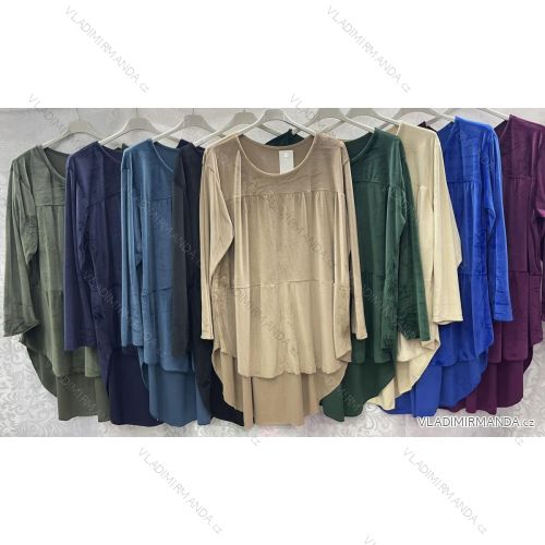 Tunika sametová dlouhý rukáv dámská nadrozměr (3XL/4XL ONE SIZE) ITALSKÁ MÓDA IMWQ233440