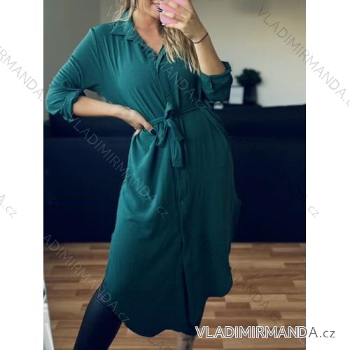 Šaty košilové 3/4 dlouhý rukáv dámské (L/XL ONE SIZE) ITALSKÁ MÓDA IMD23665