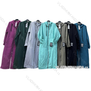 Šaty mikinové/mikina prodloužená na zip s kapucí dlouhý rukáv dámské nadrozměr (2XL/3XL ONE SIZE) ITALSKÁ MÓDA IMD23587