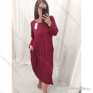 Šaty dlouhé maxi letní dlouhý rukáv dámské (XL/2XL/3XL ONE SIZE) ITALSKÁ MÓDA IMD23594