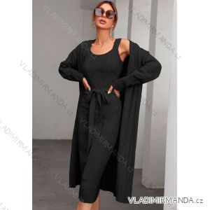 Cardigan a šaty pletený dlouhý rukáv dámský (S/M ONE SIZE) ITALSKÁ MÓDA IMWAD233671