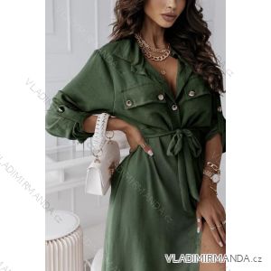 Šaty košilové dlouhý rukáv dámské (S/M ONE SIZE) ITALSKÁ MÓDA IMWGB233769