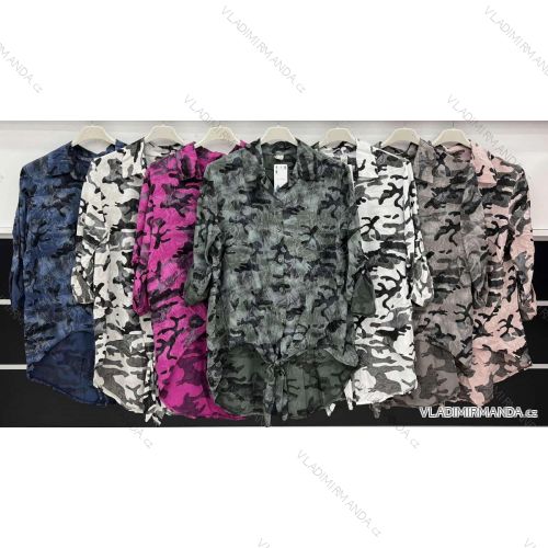 Women's Long Sleeve Belted Long Sleeve Shirt (S/M ONE SIZE) ITALIAN FASHION IMWD233305