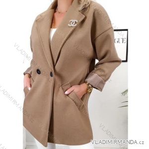 Kabát flaušový dlouhý rukáv dámský (S/M ONE SIZE) ITALSKÁ MÓDA IMWL233786