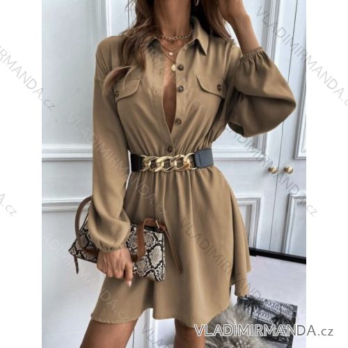 Šaty košilové dlouhý rukáv dámské (S/M ONE SIZE) ITALSKÁ MÓDA IMWGB233814