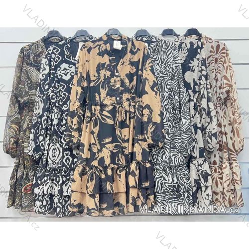 Šaty košilové dlouhý rukáv dámské (S/M ONE SIZE) ITALSKÁ MÓDA IMWP233848