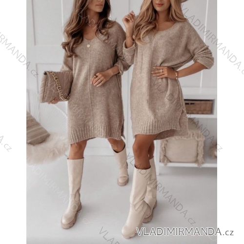 Women's Long Sleeve Knitted Dress (S/M ONE SIZE) ITALIAN FASHION IMWAK23CL5019