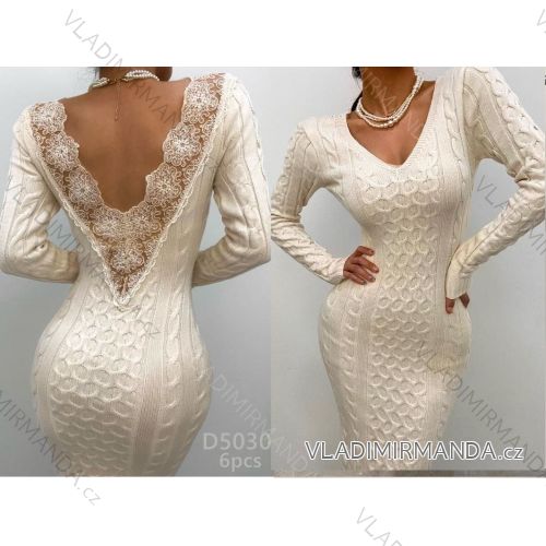 Šaty elegantní dlouhé úpletové dámské (S/M ONE SIZE) ITALSKÁ MÓDA IMWAC23D5030