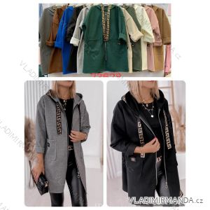 Cardigan s kapucí dlouhý rukáv dámský (S/M ONE SIZE) ITALSKÁ MÓDA IMWL233224