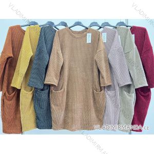 Šaty pletené alá svetr prodloužený dlouhý rukáv dámské nadrozměr (XL/2XL ONE SIZE) ITALSKÁ MÓDA IM423676