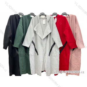 Cardigan dlouhý rukáv dámský nadrozměr (2XL/3XL ONE SIZE) ITALSKÁ MÓDA IM423679