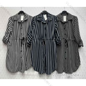 Šaty košilové dlouhý rukáv dámské proužek (S/M ONE SIZE) ITALSKÁ MÓDA IMWD232605