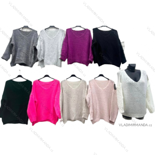 Svetr pletený dlouhý rukáv dámský nadrozměr (L/XL ONE SIZE) ITALSKÁ MÓDA IMD23628