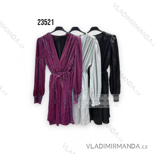 Šaty společenské třpytivé dlouhý rukáv dámské (S/M ONE SIZE) ITALSKÁ MÓDA IMPHD2323521
